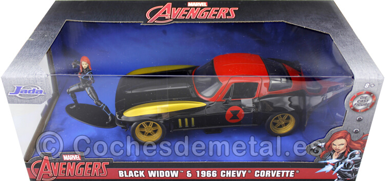 1966 Chevrolet Corvette + Figura Black Widow 1:24 Jada Toys 31749