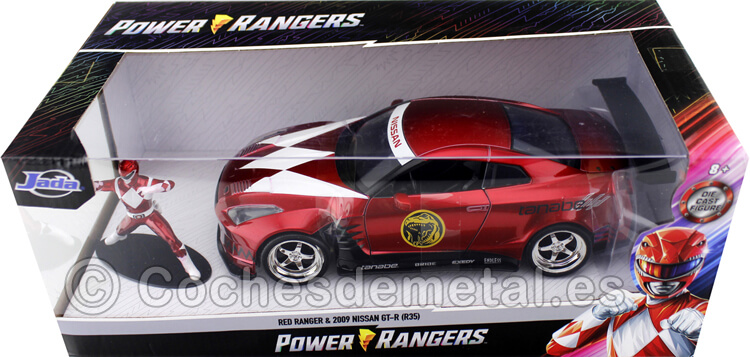 2009 Nissan GTR R-35 + Figura Power Ranger Rojo 1:24 Jada Toys 31908