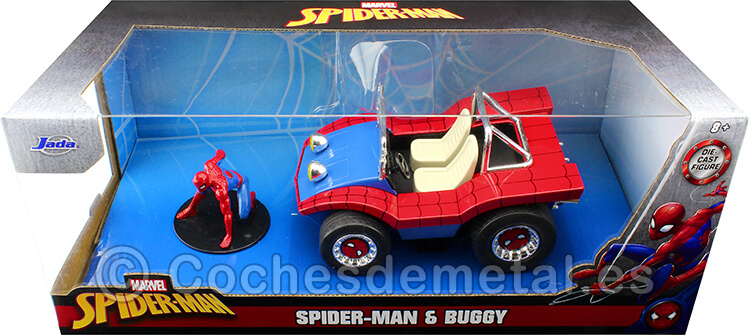 1990 Spider-Móvil Spider-Buggy + Figura Spiderman Azul/Rojo 1:24 Jada Toys 33729/253225030