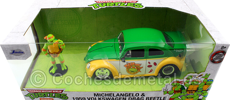 1959 Volkswagen Drag Beetle + Michelangelo Tortugas Ninja 1:24 Jada Toys 33741 253285002