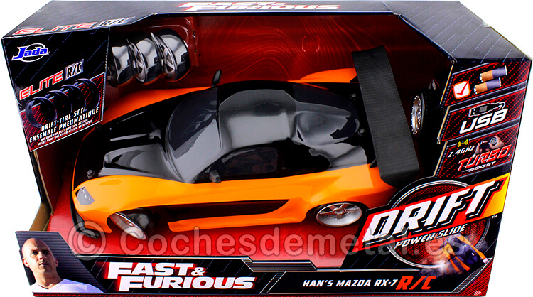 2006 Mazda RX-7 Fast & Furious Tokyo Drift Radio Control + Neumáticos Drift 1:10 Jada Toys 99700