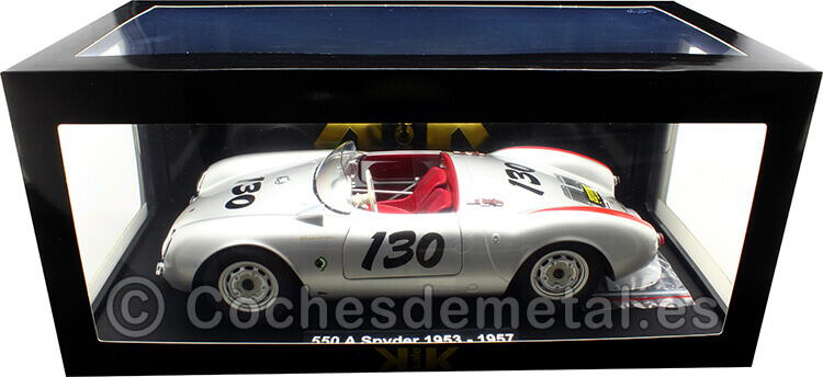 1956 Porsche 550A Spyder Pequeño Bastardo, Nº130 James Dean Plateado/Rojo 1:12 KK-Scale KKDC120111