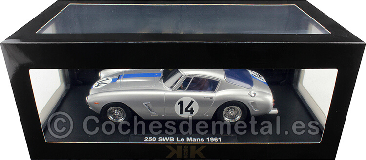 1961 Ferrari 250 GT SWB Competizione Nº 14 Noblet/Guichet 24h. De LeMans Plateado/Azul 1:18 KK-Scale 180862