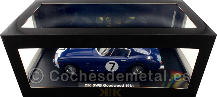 1961 Ferrari 250 GT SWB Competizione Nº7 Moss Ganador Goodwood Azul 1:18 KK-Scale 180865