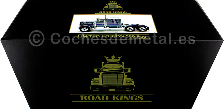 1967 Camión Peterbilt 359 Nariz de Toro Azul Metalizado 1:18 Road Kings 180084