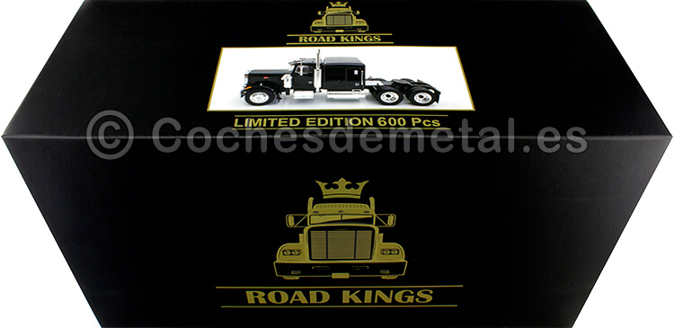 1967 Camión Peterbilt 359 Nariz de Toro K.I.T.T. Negro 1:18 Road Kings 180085