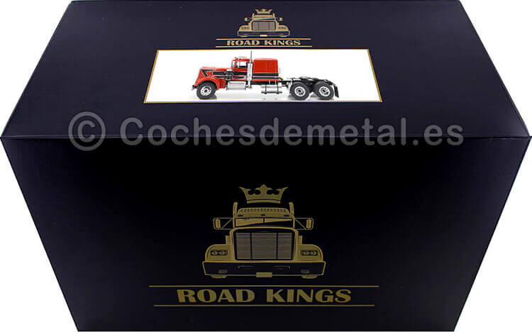 1960 Cabeza Tractora Kenworth W900 de 3 Ejes Rojo/Negro 1:18 Road Kings 180122