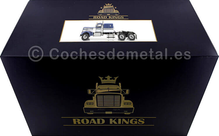 1960 Cabeza Tractora Kenworth W900 de 3 Ejes Azul Metalizado/Blanco 1:18 Road Kings 180123