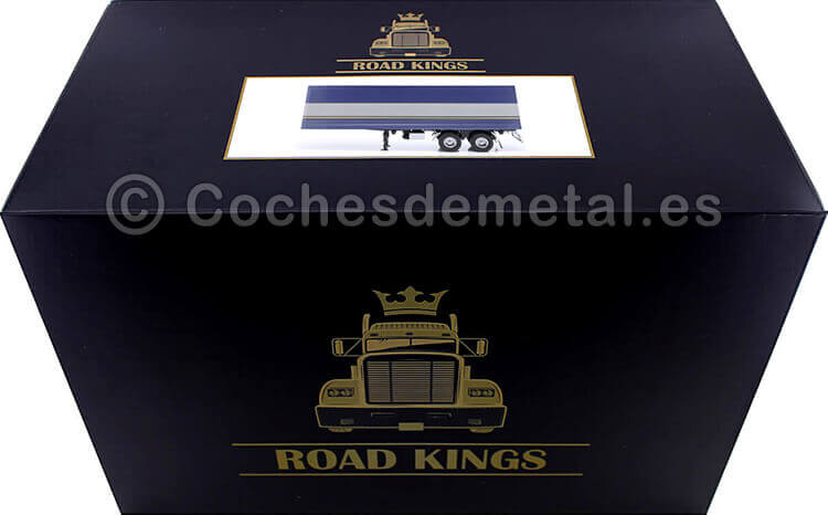 1960 Trailer Semirremolque Caja de 2 Ejes Azul Metalizado/Gris 1:18 Road Kings 180164