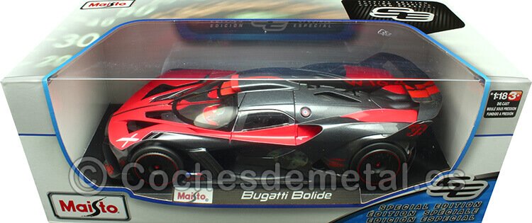 2020 Bugatti Bolide W16.4 Rojo/Carbón 1:18 Maisto 11047