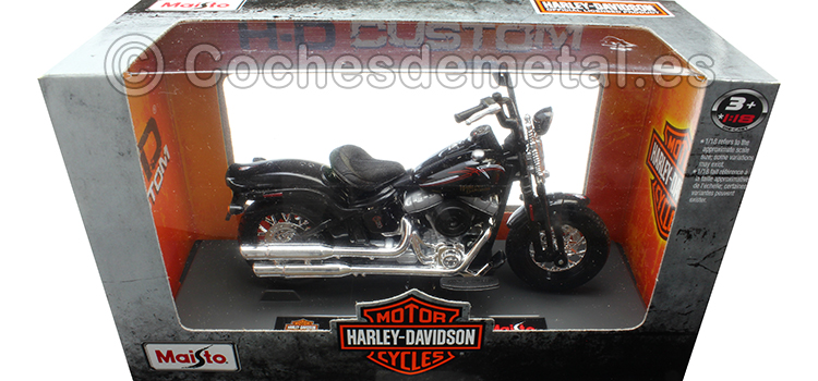 2008 Harley-Davidson FLSTSB Cross Bones Negra 1:18 Maisto 18867