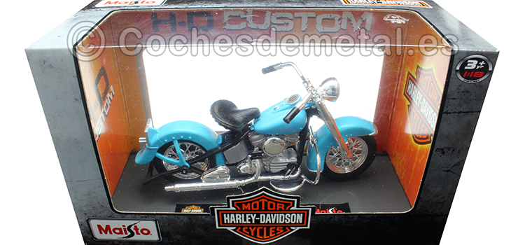 1953 Harley-Davidson 74FL Hydra Glide Azul Claro 1:18 Maisto 20115