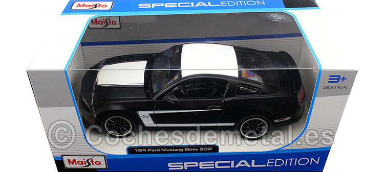 2011 Ford Mustang Boss 302 Negro/Blanco 1:24 Maisto 31269