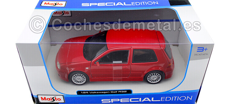 2002 Volkswagen VW Golf R32 Mk4 V6 Rojo 1:24 Maisto 31290