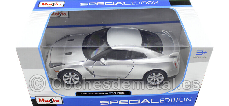 2009 Nissan GT-R (R35) Gris Plata 1:24 Maisto 31294