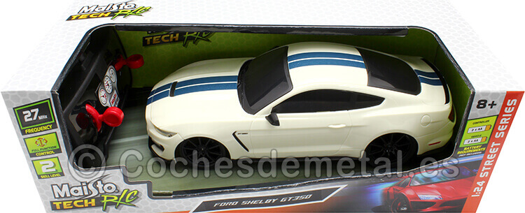 2021 Ford Shelby GT350 Blanco/Azul Radio Control 1:24 Maisto Tech R/C 31384B