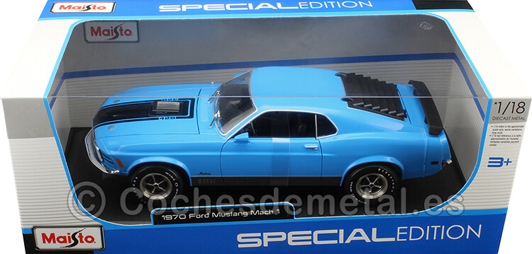 1970 Ford Mustang Mach 1 Azul/Negro 1:18 Maisto 31453