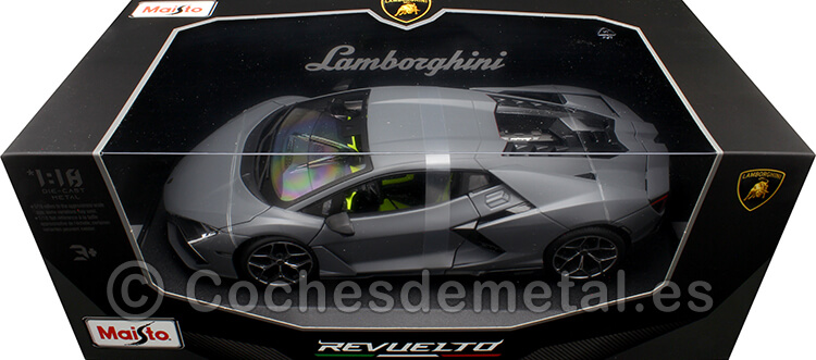 2023 Lamborghini Revuelto Hybrid Gris Mate 1:18 Maisto 31463-06488