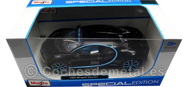 2017 Bugatti Chiron Zero-400-Zero Negro/Azul 1:24 Maisto 31514
