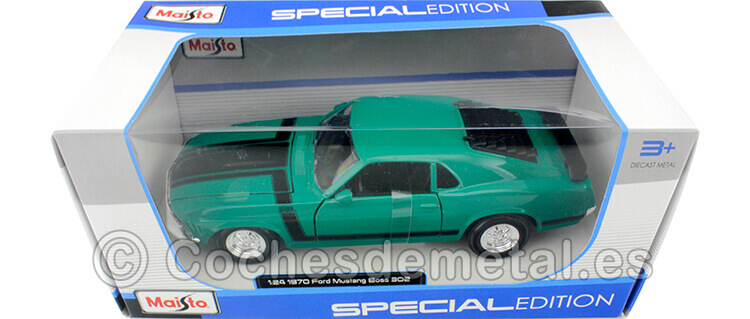 1970 Ford Mustang Boss 302 Verde/Negro 1:24 Maisto 31943