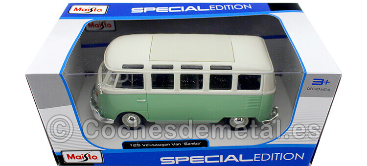 1961 Volkswagen T1 Samba Bus Green/Cream 1:24 Maisto 31956