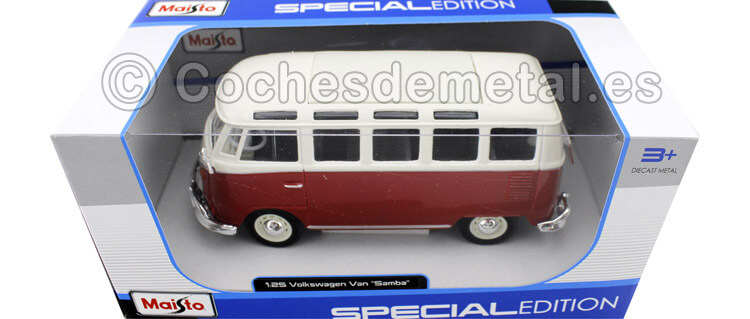 1961 Volkswagen T1 Samba Bus Red-Cream 1:24 Maisto 31956