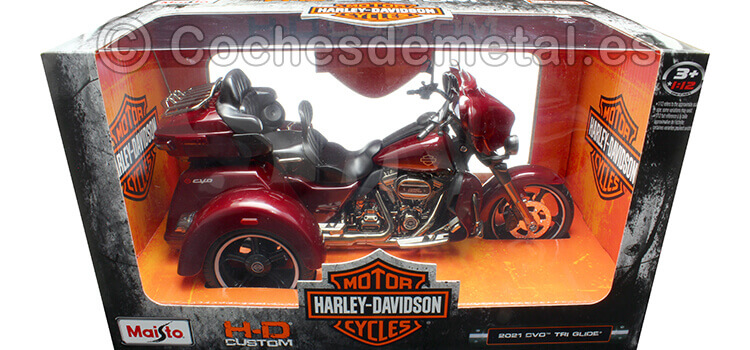 2021 Harley-Davidson CVO Tri Glide Granate Metalizado 1:12 Maisto 32337