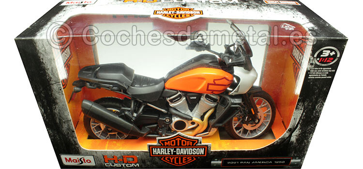 2021 Harley-Davidson Pan America 1250 Naranja/Blanca 1:12 Maisto 32338