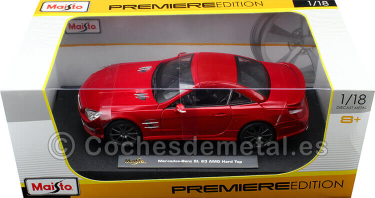 2013 Mercedes-Benz SL 63 AMG Hard Top Rojo Metalizado 1:18 Maisto 36199