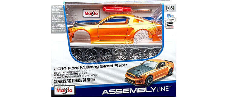 2014 Ford Mustang Street Racer Naranja Metalizado Metal Kit 1:24 Maisto 39127