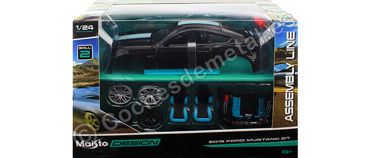 2015 Ford Mustang GT Negro/Azul Metal Kit 1:24 Maisto 39305