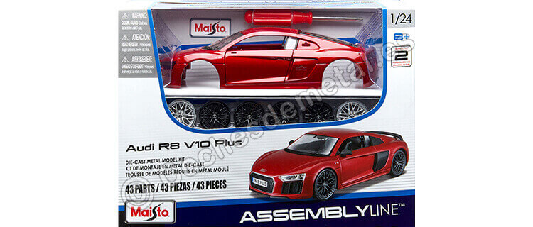 2015 Audi R8 V10 Plus Rojo Metalizado Metal Kit 1:24 Maisto 39510