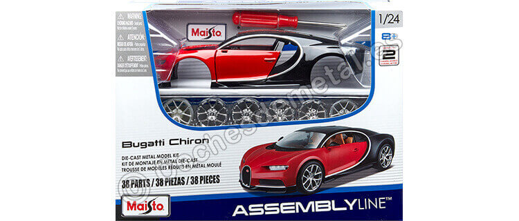 2016 Bugatti Chiron Rojo-Negro Metal Kit 1:24 Maisto 39514
