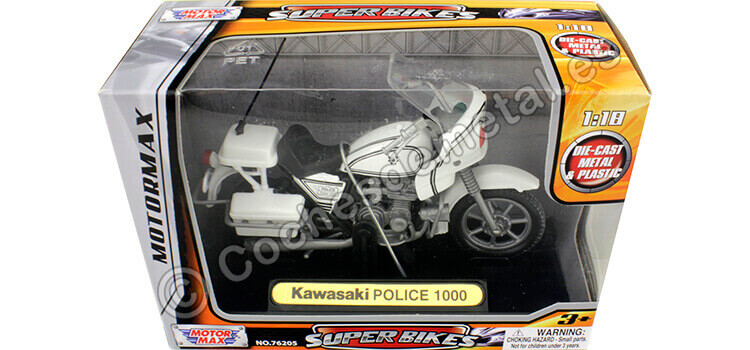 1980 Kawasaki Z1000 Policía Blanco 1:18 Motor Max 406