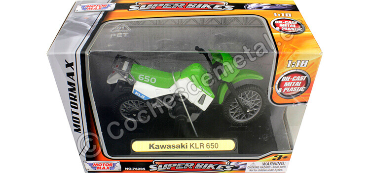 1990 Kawasaki KLR650 Verde/Blanco 1:18 Motor MAX 411