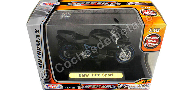 2012 BMW HP2 Sport Negra Mate 1:18 Motor Max 452
