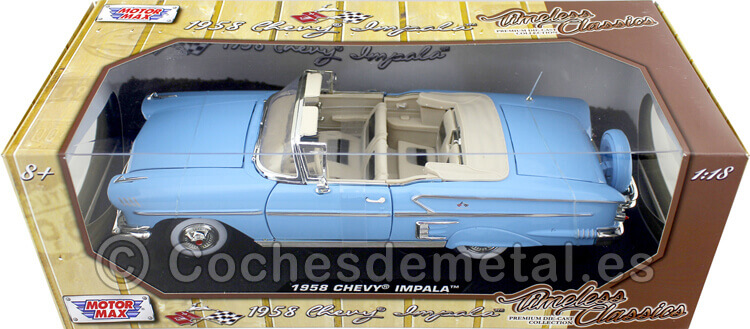 1958 Chevrolet Impala Roadster Azul Claro 1:18 Motor Max 73112