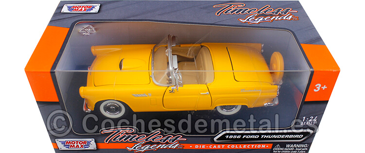 1956 Ford Thunderbird Convertible Yellow 1:24 Motor Max 73215