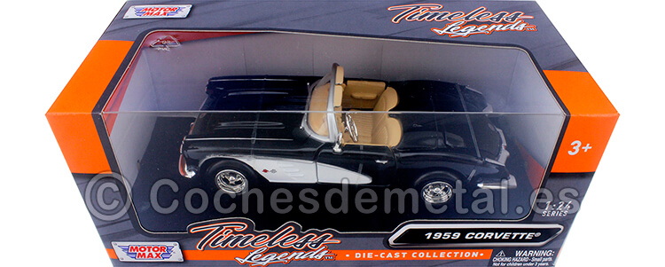1959 Chevrolet Corvette (C1) Negro/Blanco 1:24 Motor Max 73216