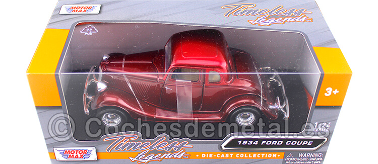 1934 Ford Coupe Hardtop Red 1:24 Motor Max 73217