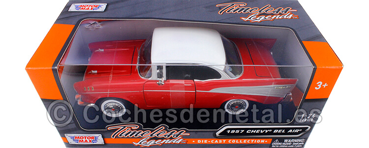 1957 Chevrolet Bel Air Rojo/Blanco 1:24 Motor Max 73228