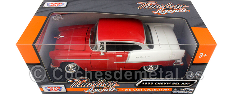 1957 Chevrolet Bel Air Rojo/Blanco 1:24 Motor Max 73229