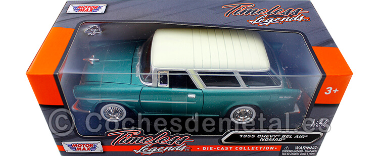 1955 Chevy Bel Air Nomad Green/Beige 1:24 Motor Max 73248
