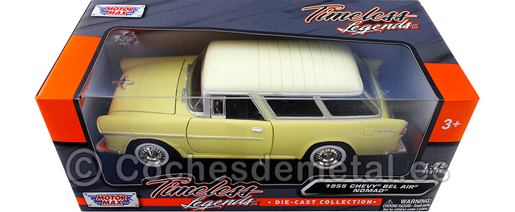1955 Chevy Bel Air Nomad Yellow/Beige 1:24 Motor Max 73248