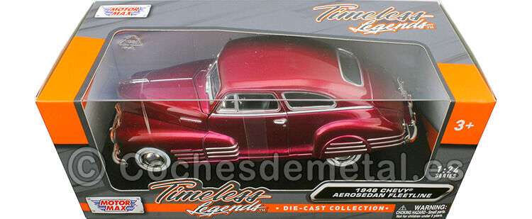 1948 Chevrolet Aerosedan Fleetline Rojo Metalizado 1:24 Motor Max 73266