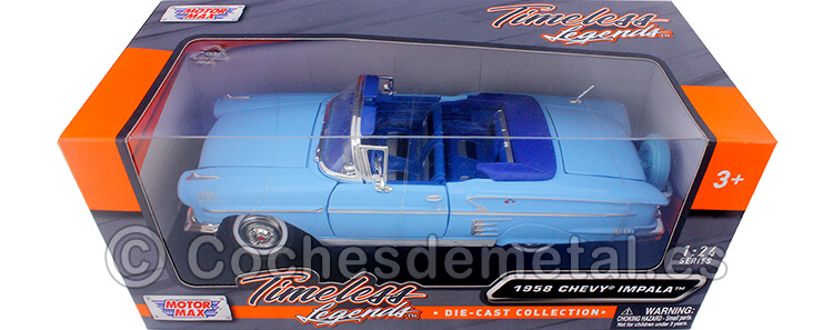 1958 Chevrolet Impala Roadster Azul 1:24 Motor Max 73267