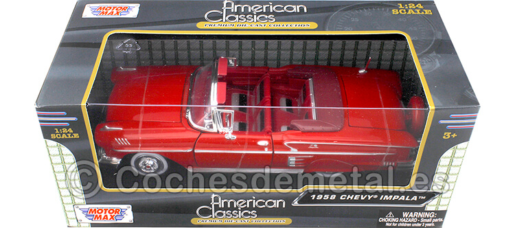 1958 Chevrolet Impala Roadster Rojo 1:24 Motor Max 73267
