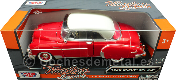 1950 Chevrolet Bel Air Hard Top Rojo/Blanco 1:24 Motor Max 73268