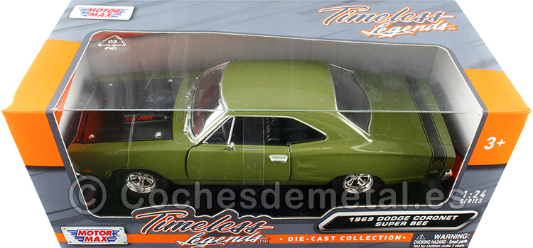 1969 Dodge Coronet Super Bee Verde/Negro 1:24 Motor Max 73315