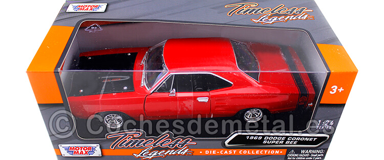 1969 Dodge Coronet Super Bee Rojo/Negro 1:24 Motor Max 73315